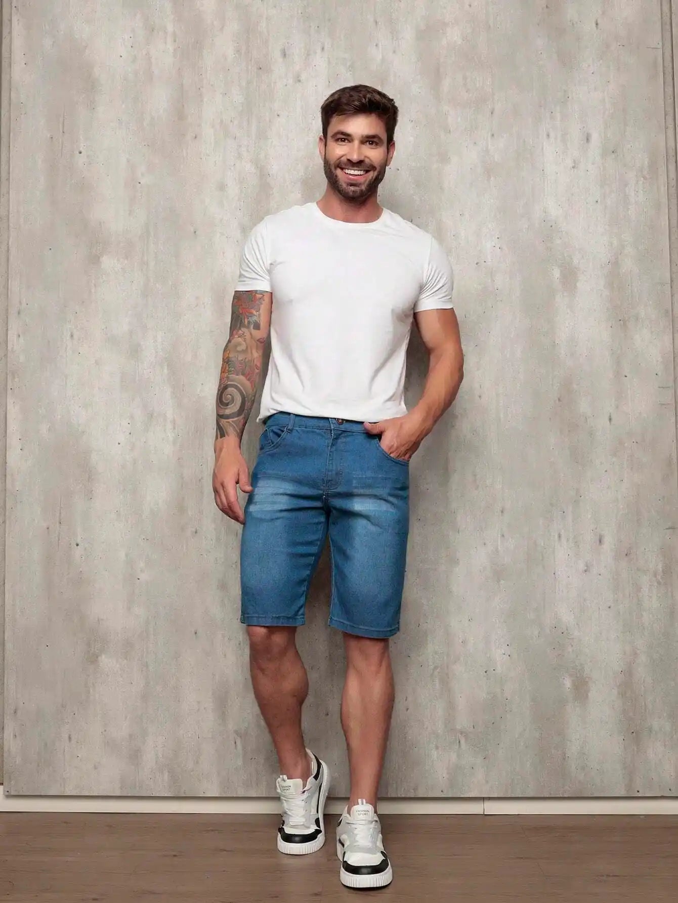 Bermuda Jeans Masculina com Lycra Urbano Loja Viego bermuda jeans Bermuda Jeans Casual bermuda jeans masculina Bermuda Jeans Masculina com Lycra Urbano bermuda masculina jeans short jeans masculino