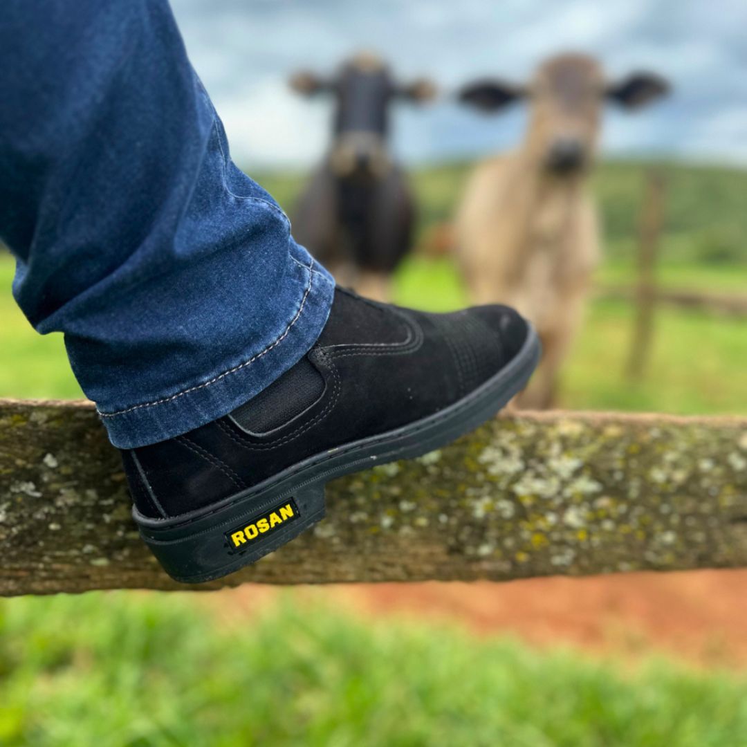 Bota Masculina Trabalho Couro Nobuck Preta