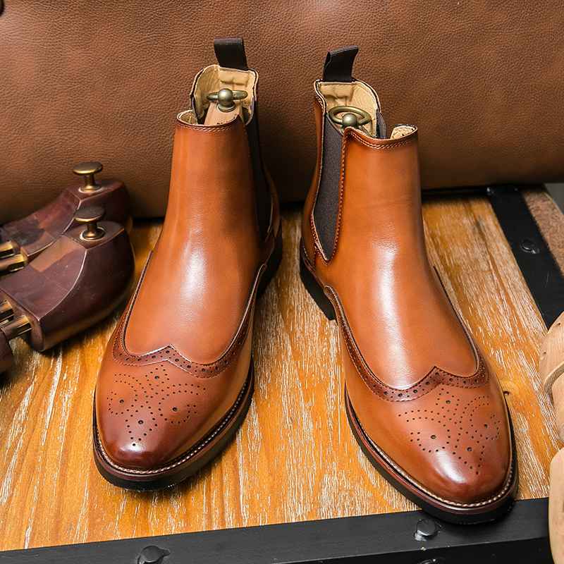 Bota Chelsea Masculino Retrô Britânico de Couro Loja Viego bota Bota chelsea Bota chelsea couro bota chelsea masculina look Bota Chelsea Masculino Clássica de Couro Bota Chelsea Masculino Retrô Britânico de Couro bota masculina