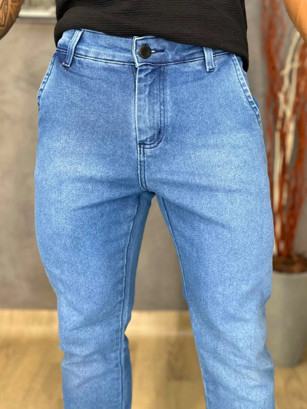 Calça Jeans Masculina Slim Estilo Alfaiataria com Bolso Inclinado Loja Viego calça jeans calça jeans masculina Calça Jeans Masculina Slim Estilo Alfaiataria com Bolso Inclinado