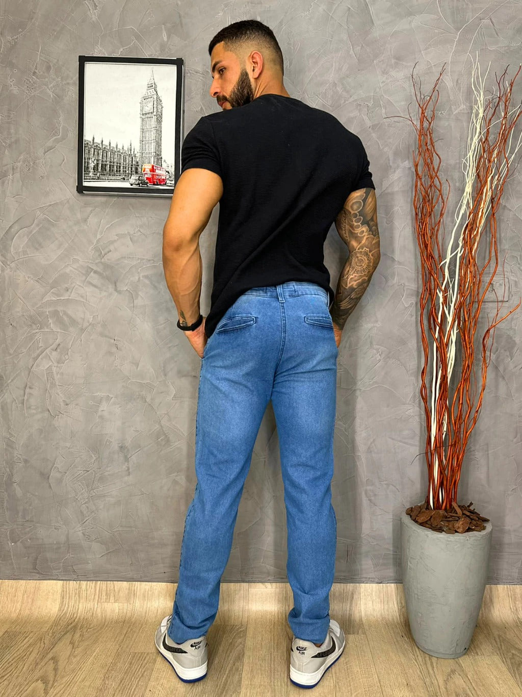 Calça Jeans Masculina Slim Estilo Alfaiataria com Bolso Inclinado Loja Viego calça jeans calça jeans masculina Calça Jeans Masculina Slim Estilo Alfaiataria com Bolso Inclinado