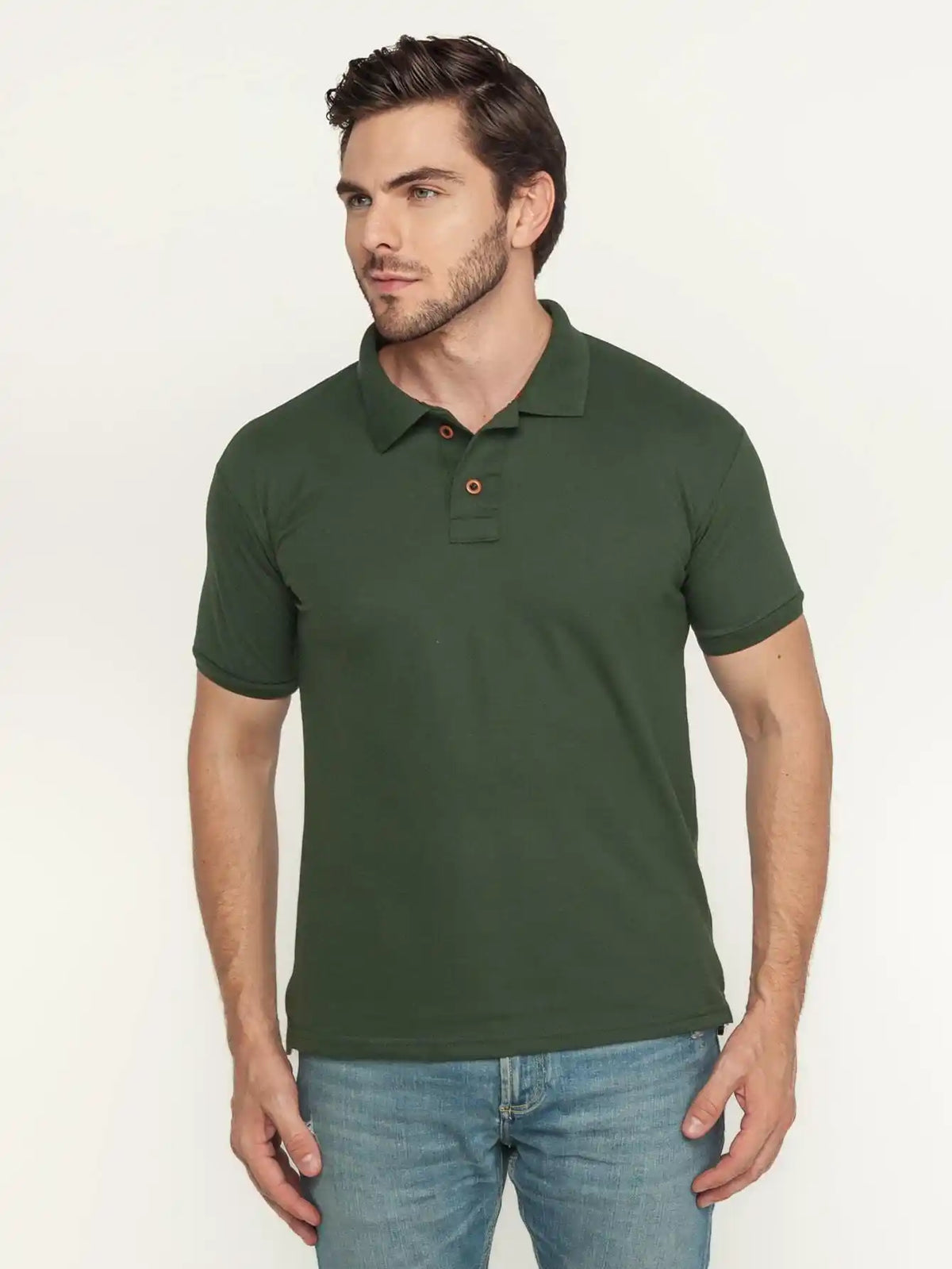Camisa Polo Masculina Basic Verde Army Loja Viego