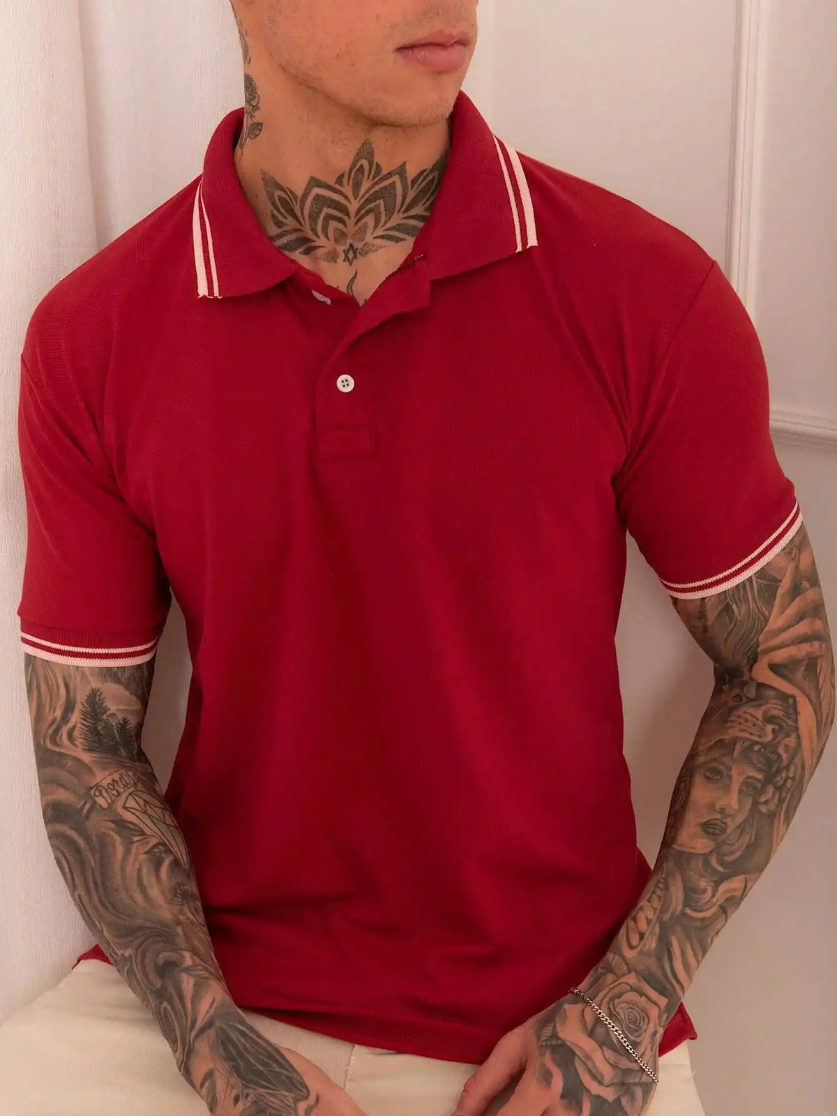 Camisa Polo Masculina Vermelha Modelo Piquet Loja Viego