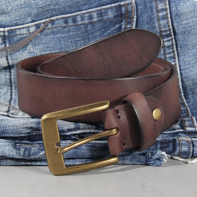 Cinto Masculino Couro Genuíno Vintage Luxo Artesanal Loja Viego