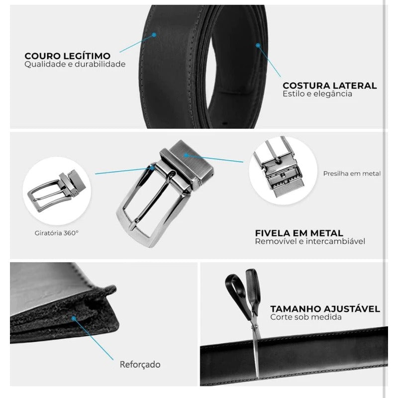 Cinto Masculino de Couro Dupla Face Viego Loja Viego cinto de couro cinto de couro genuíno cinto de couro masculino cinto masculino cinto masculino couro cinto masculino couro legítimo cinto masculino de couro Cinto Masculino de Couro Dupla Face Viego