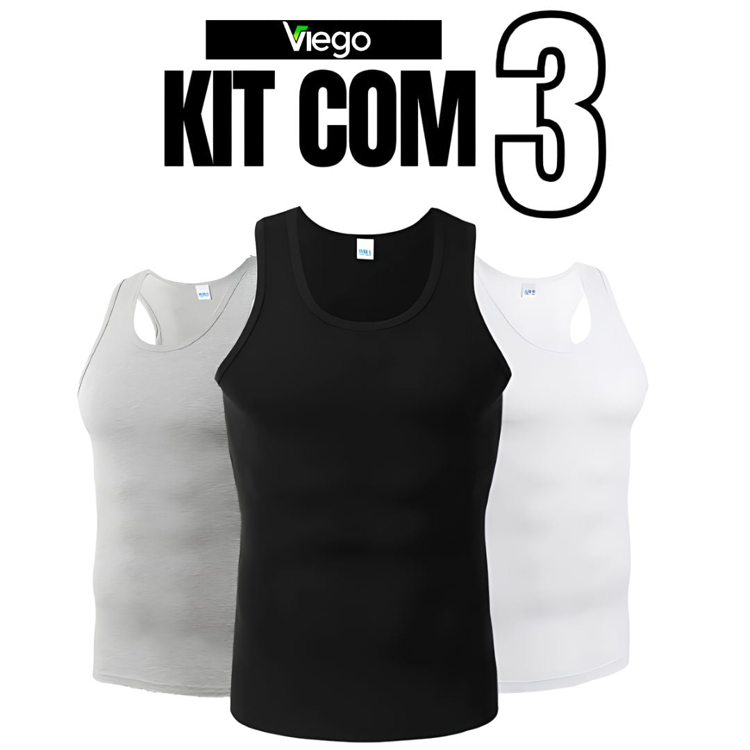 KIT 3 Regatas Caneladas Americana - PROMOÇÃO Especial, Estoque Limitado! Loja Viego