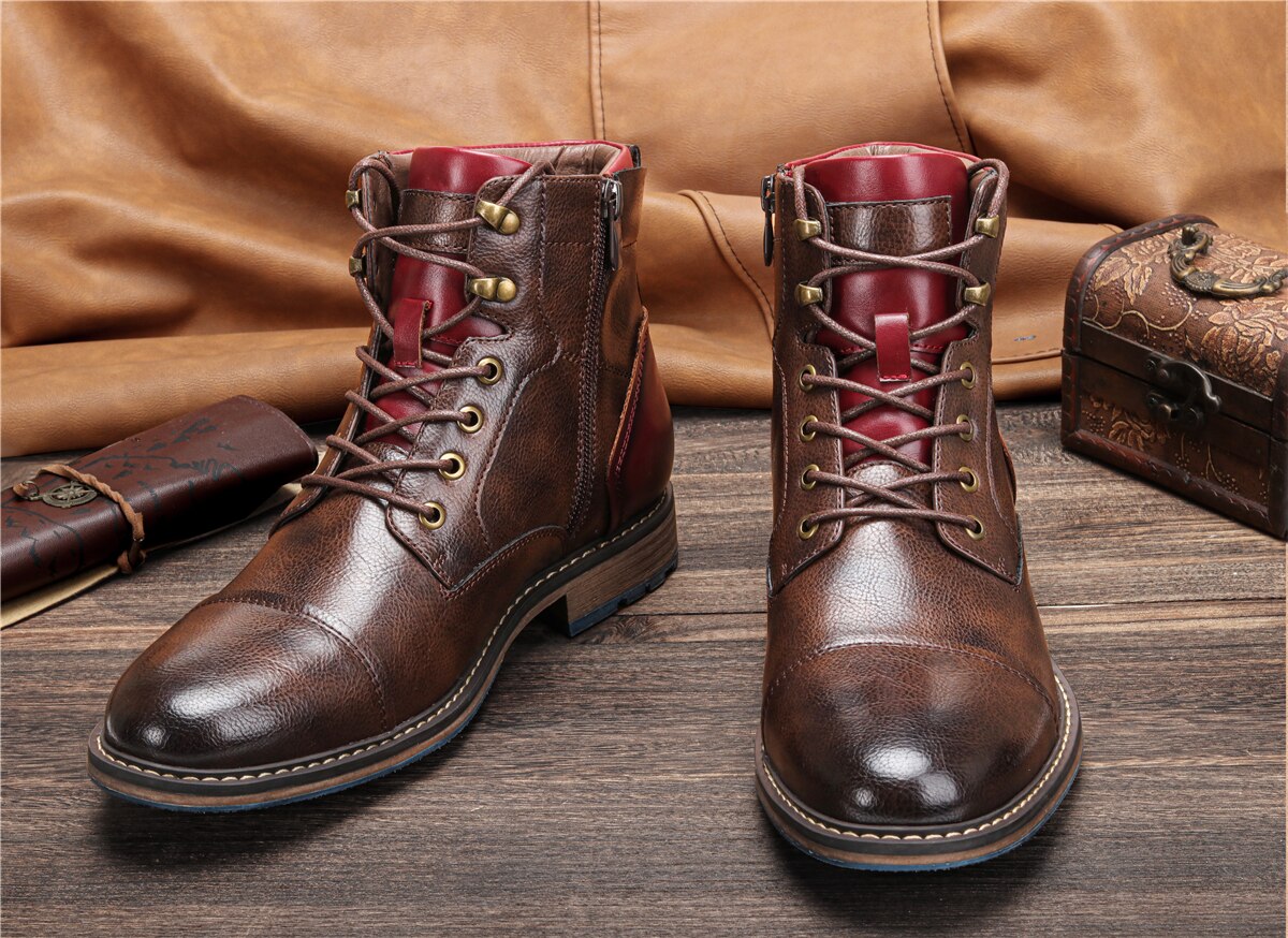 Bota de Couro Masculina Cano Alto Estilo Vintage loja viego bota de couro masculina bota masculina bota masculina casual bota masculina couro bota masculina trabalho Botas
