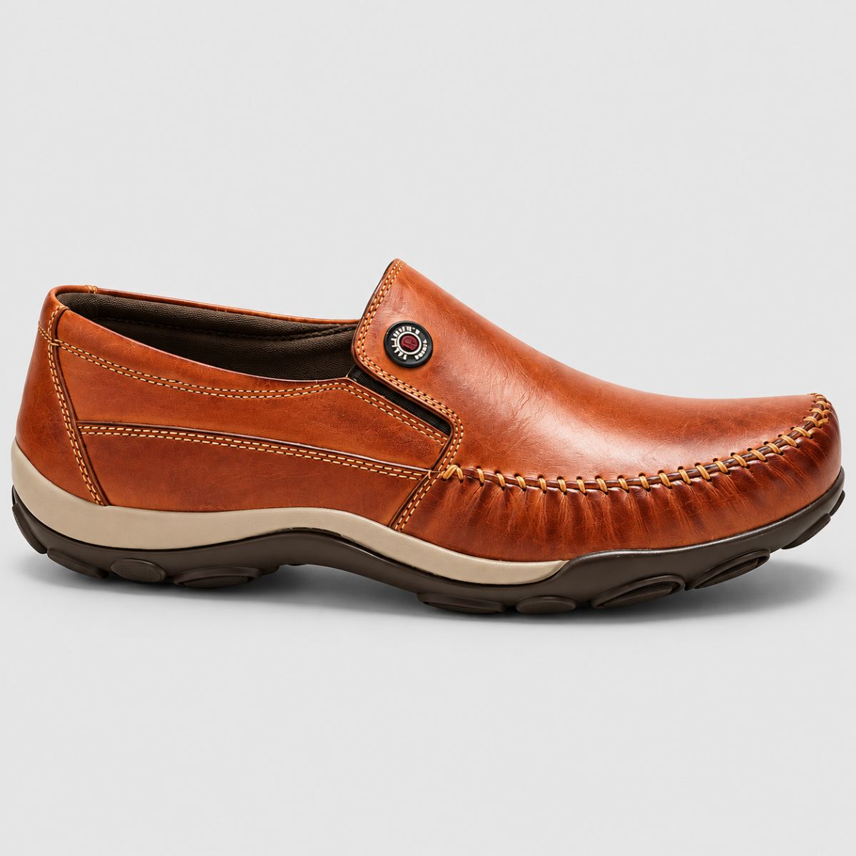 Mocassim Masculino Montarvo Caramelo com Costura Aparente Loja Viego