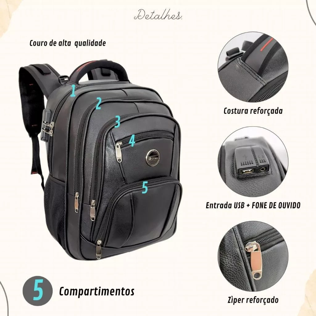 Mochila Masculina Couro Viego Trabalho Faculdade Escola loja viego mochila mochila de couro mochila de couro masculino mochila masculina Mochila Masculina Couro Viego Trabalho Faculdade Escola Mochila Masculina Reforçada Notebook mochila notebook