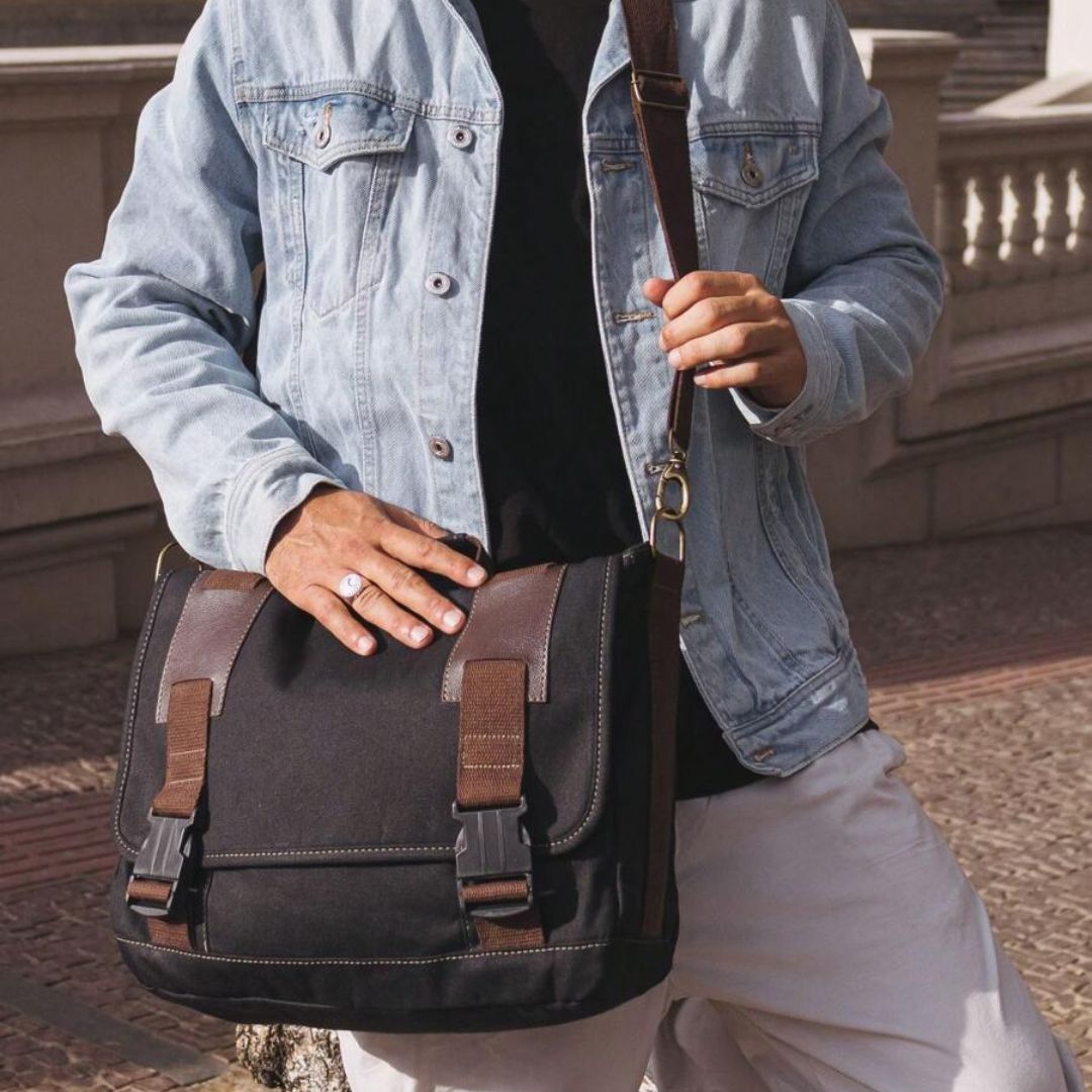 Pasta Bolsa Masculina de Lona para Notebook - Black Loja Viego