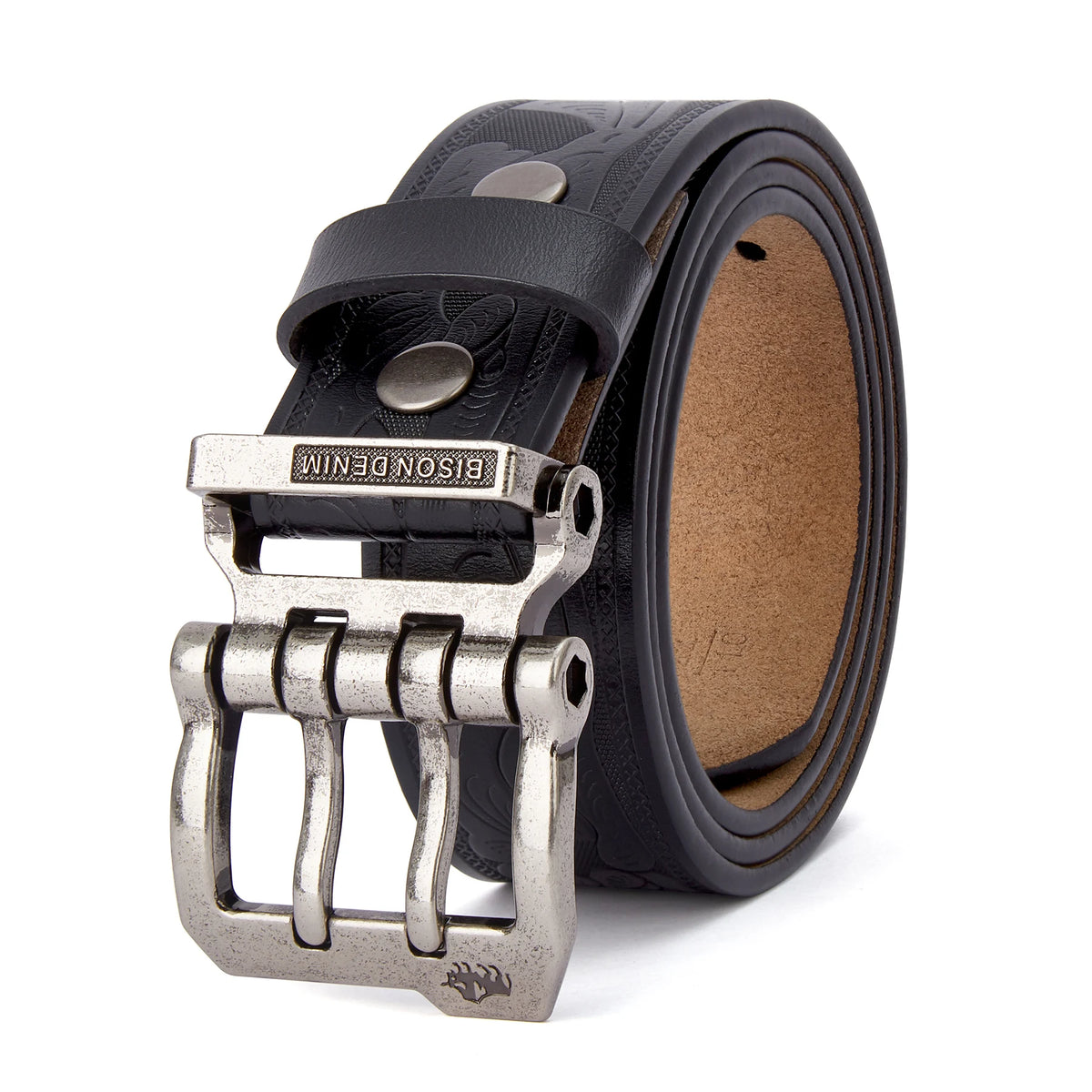 Cinto de Couro Masculino Bison Original Preto Loja Viego