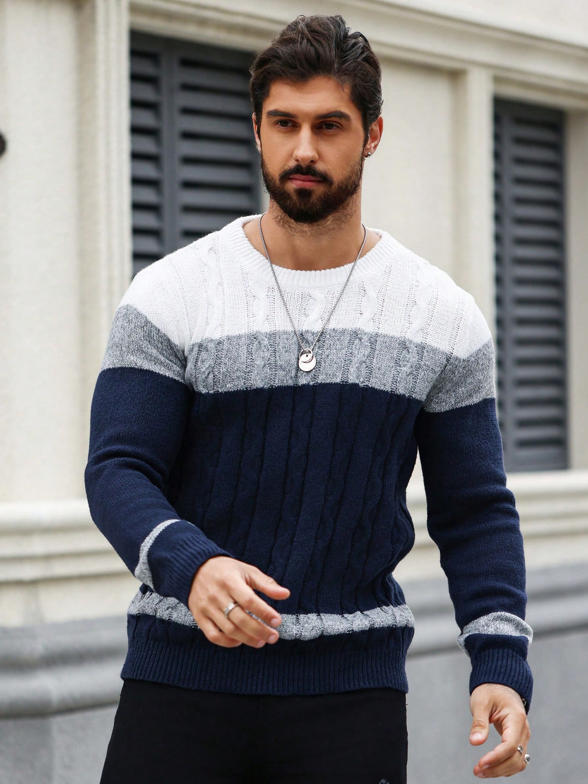Suéter Masculino Listrado Clássico Moderno Loja Viego