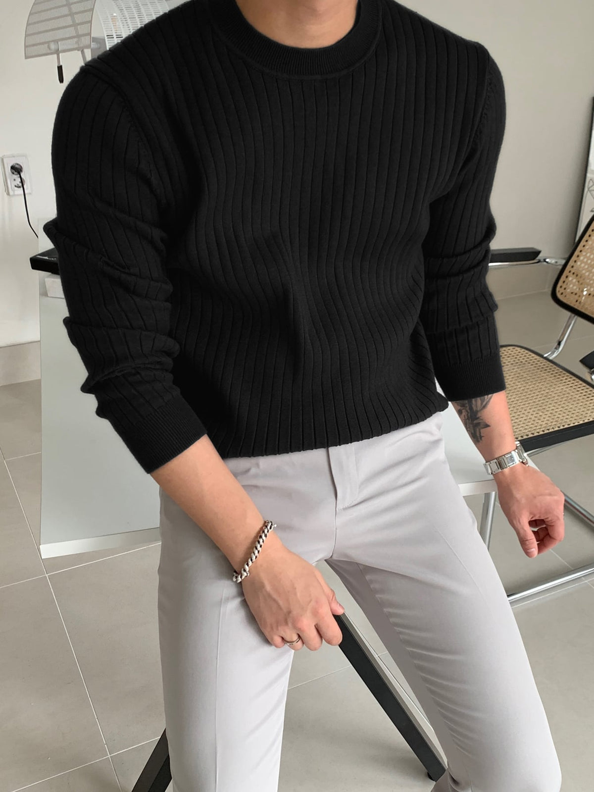 Suéter Masculino Preto Warm Casual Loja Viego