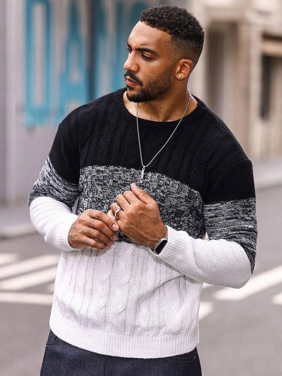 Suéter Masculino Preto Listrado Alfa Loja Viego