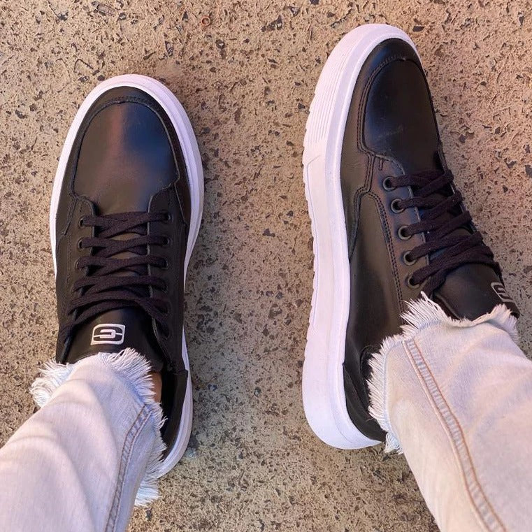 Tênis Preto Masculino Casual Sola Alta Sneaker Viego Loja Viego tenis masculino tenis masculino casual tenis preto tenis preto masculino Tênis Tênis Branco Masculino Tênis Preto Masculino Casual Sola Alta Sneaker Viego
