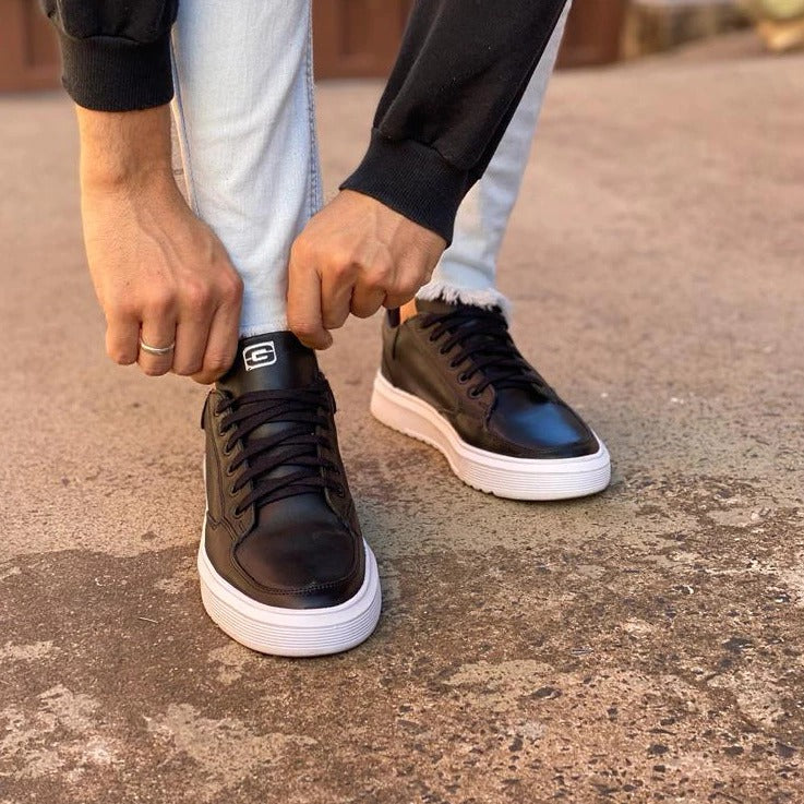 Tênis Preto Masculino Casual Sola Alta Sneaker Viego Loja Viego tenis masculino tenis masculino casual tenis preto tenis preto masculino Tênis Tênis Branco Masculino Tênis Preto Masculino Casual Sola Alta Sneaker Viego