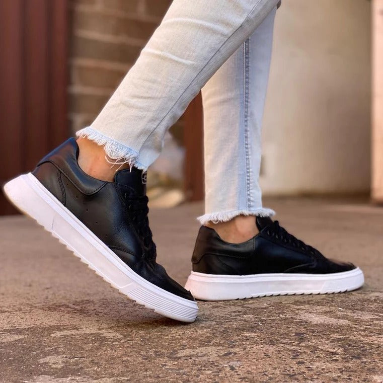 Tênis Preto Masculino Casual Sola Alta Sneaker Viego Loja Viego tenis masculino tenis masculino casual tenis preto tenis preto masculino Tênis Tênis Branco Masculino Tênis Preto Masculino Casual Sola Alta Sneaker Viego
