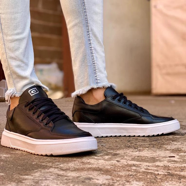 Tênis Preto Masculino Casual Sola Alta Sneaker Viego Loja Viego tenis masculino tenis masculino casual tenis preto tenis preto masculino Tênis Tênis Branco Masculino Tênis Preto Masculino Casual Sola Alta Sneaker Viego