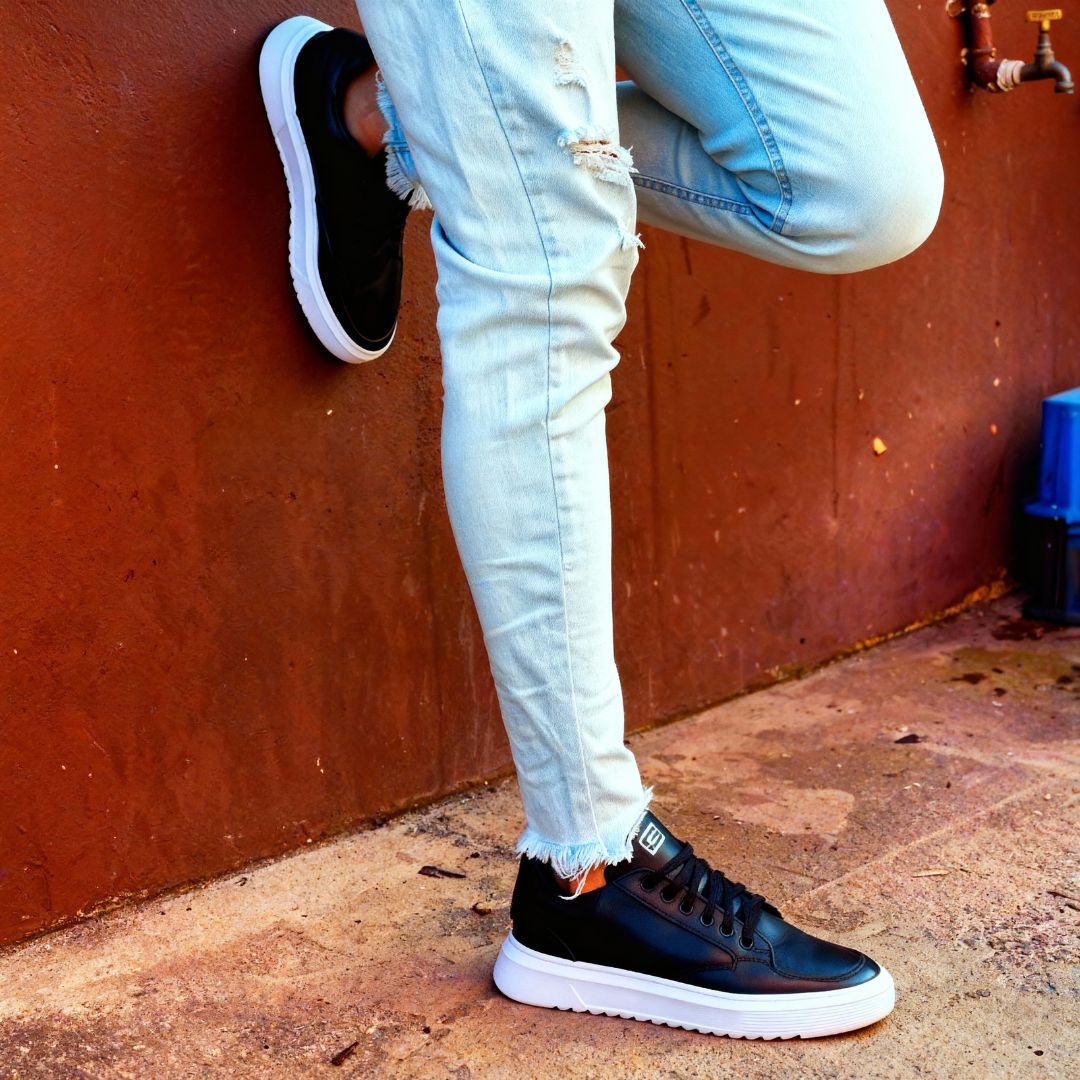 Tênis Preto Masculino Casual Sola Alta Sneaker Viego Loja Viego tenis masculino tenis masculino casual tenis preto tenis preto masculino Tênis Tênis Branco Masculino Tênis Preto Masculino Casual Sola Alta Sneaker Viego