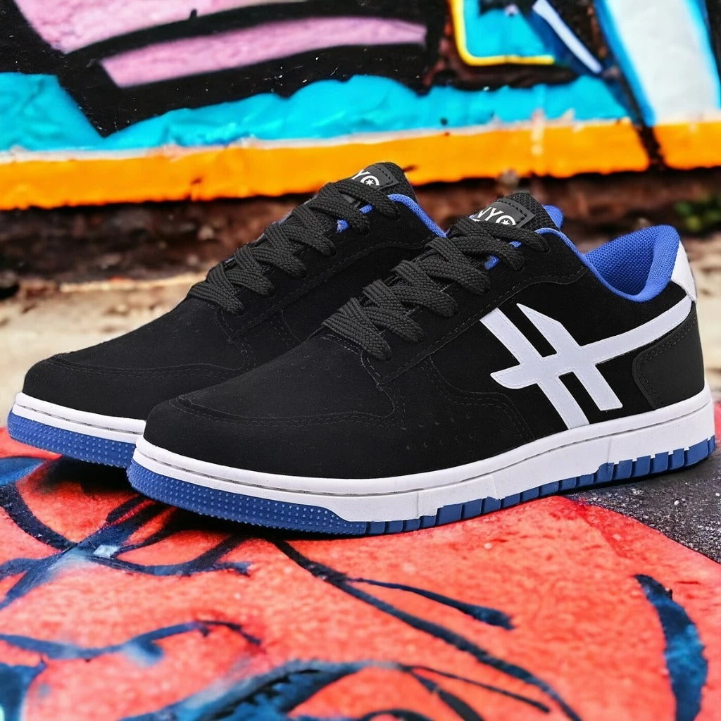 Tênis Masculino Casual Nyc Skatista Viego Preto Azul Loja Viego tenis masculino tenis masculino casual Tênis tênis confortável masculino Tênis Masculino Casual Nyc Skatista Viego tênis masculino dia a dia tênis masculino estiloso