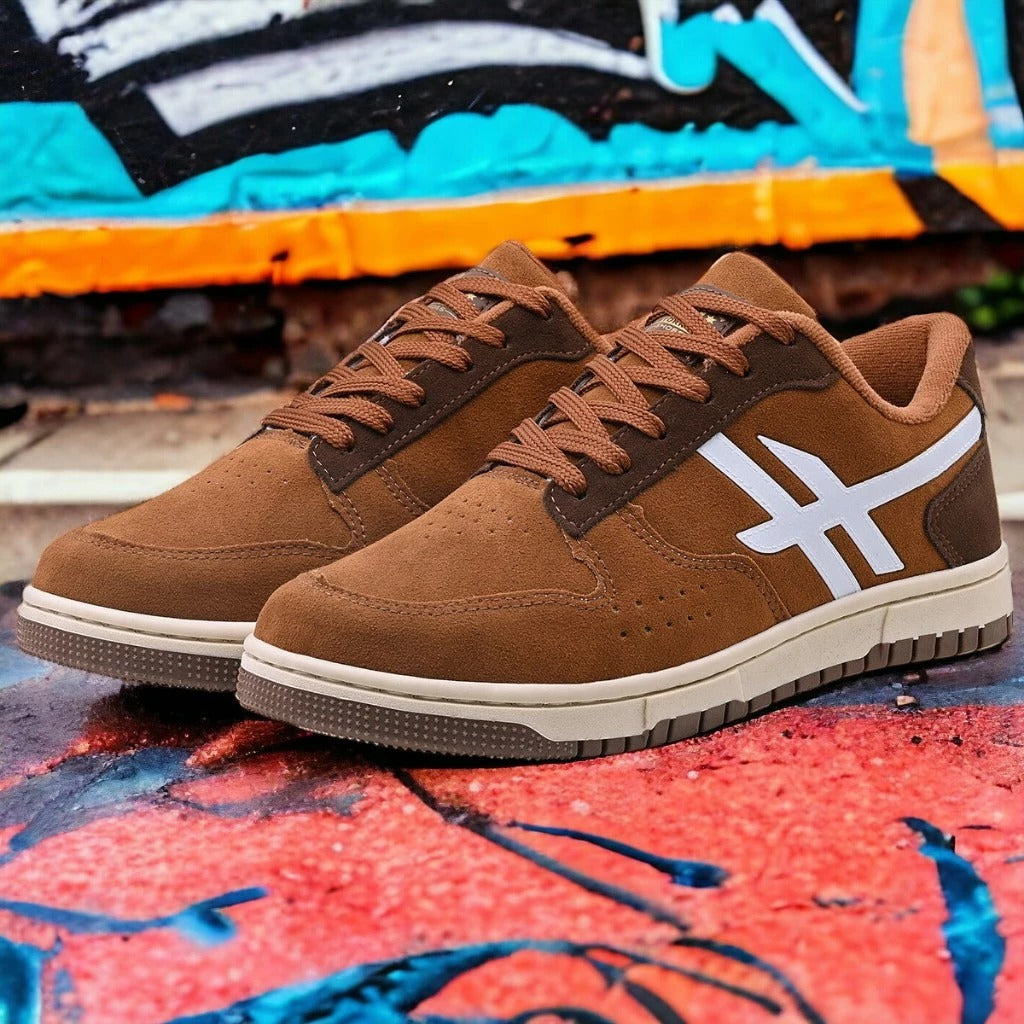 Tênis Masculino Casual Nyc Skatista Viego Marrom Branco Loja Viego tenis masculino tenis masculino casual Tênis tênis confortável masculino Tênis Masculino Casual Nyc Skatista Viego tênis masculino dia a dia tênis masculino estiloso