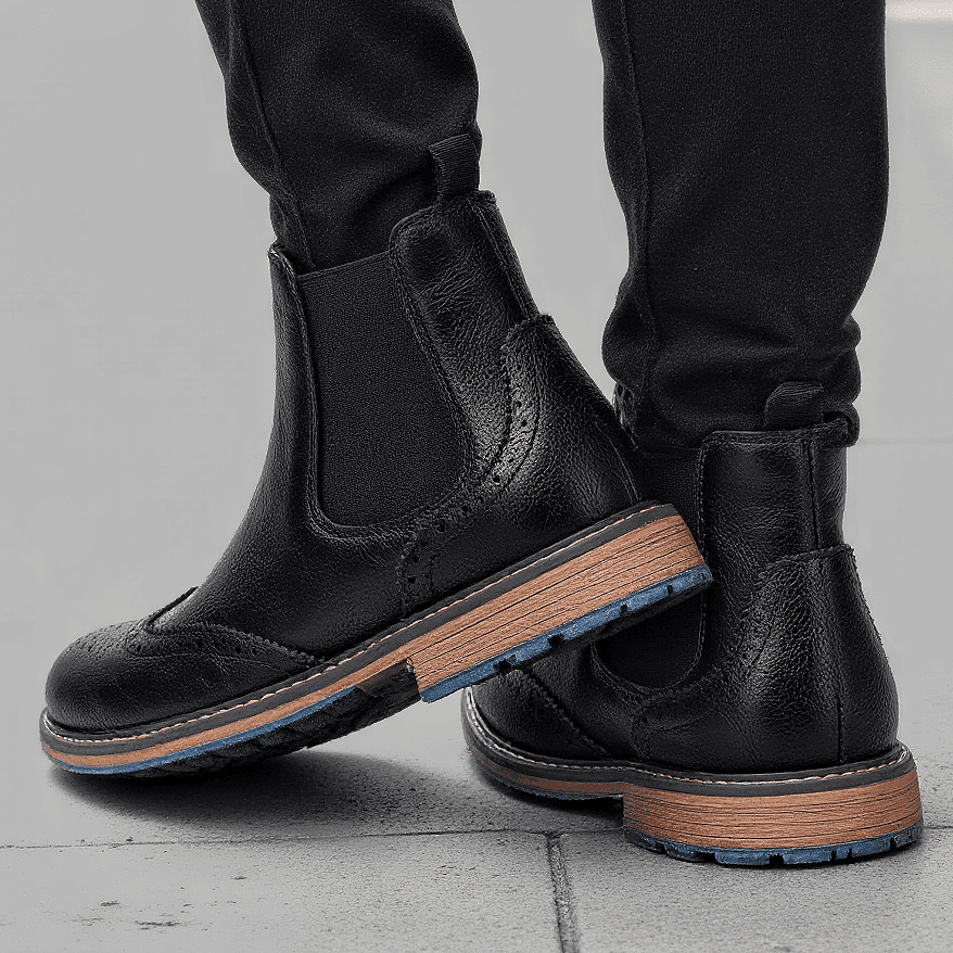 Bota Masculino de Couro Preto Americano Brogue Loja Viego