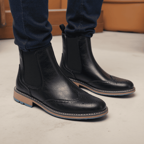 Bota Masculino de Couro Preto Americano Brogue Loja Viego