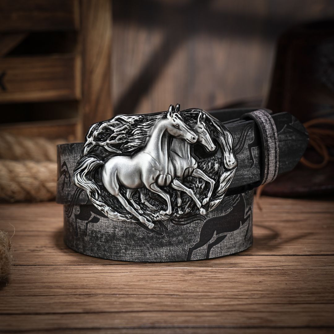 Cinto Country Masculino Cowboy Western Couro Vintage Preto Loja Viego