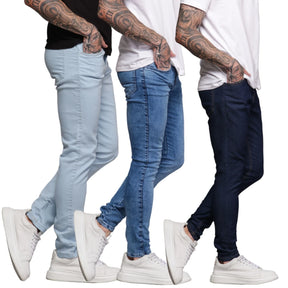 Kit 3 Calças Jeans Masculina - Combo Viego Premium Azul Loja Viego calça calça jeans masculina calça jeans masculina azul claro calça jeans masculina com elastano calça jeans masculina na promoção calça jeans masculina social Kit 3 Calças Jeans Masculina - Combo Viego Premium mais vendidos promoção calça jeans