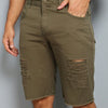 Bermuda Jeans Masculina Rasgado Verde Militar