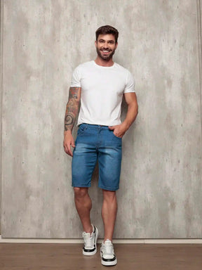 Bermuda Jeans Masculina com Lycra Urbano Loja Viego bermuda jeans Bermuda Jeans Casual bermuda jeans masculina Bermuda Jeans Masculina com Lycra Urbano bermuda masculina jeans short jeans masculino