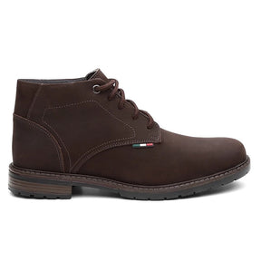 Bota Coturno Couro Legitimo Nobuk Café Carbon