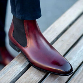 Bota Chelsea Masculino Sola Vermelha Loja Viego bota Bota chelsea Bota chelsea couro Bota Chelsea Masculino Clássica de Couro bota masculina