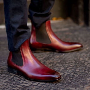 Bota Chelsea Masculino Sola Vermelha Loja Viego bota Bota chelsea Bota chelsea couro Bota Chelsea Masculino Clássica de Couro bota masculina
