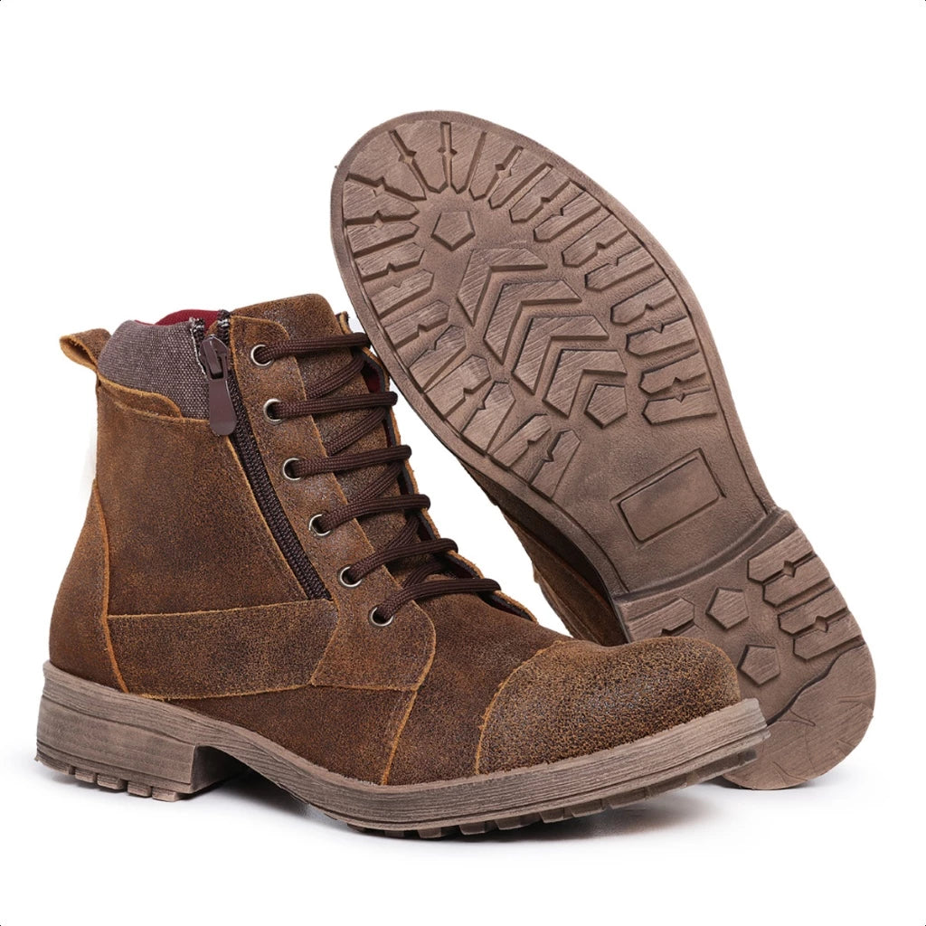 Bota Masculina Cano Alto Com Ziper - Martin Marrom Loja Viego