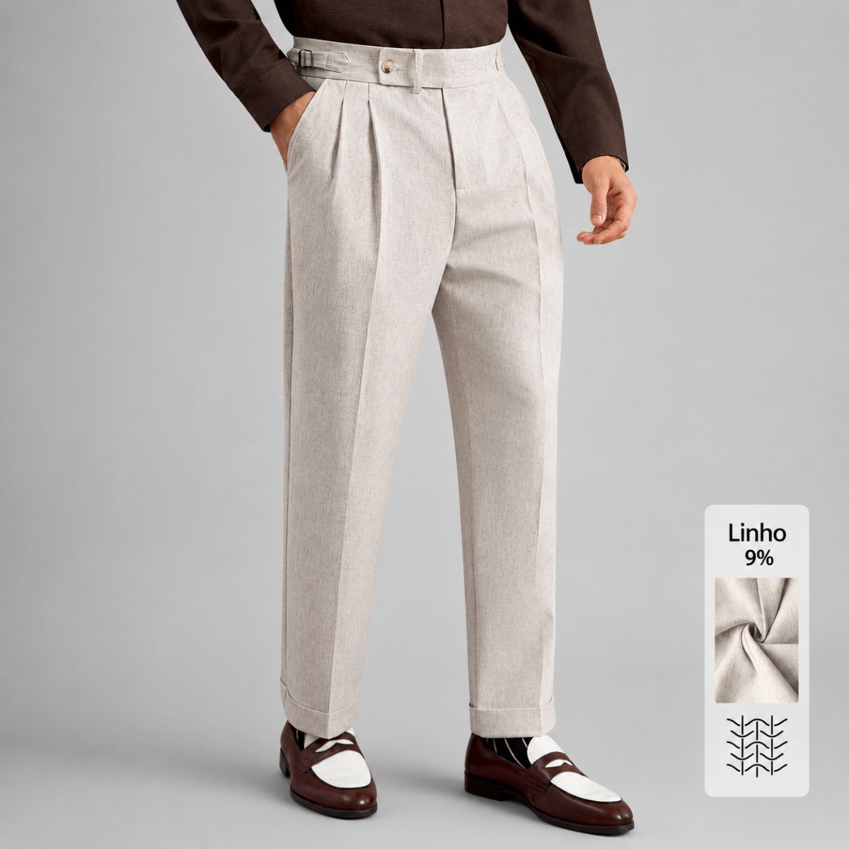 Calça Alfaiataria Masculino Bege Aspect Viego Loja Viego