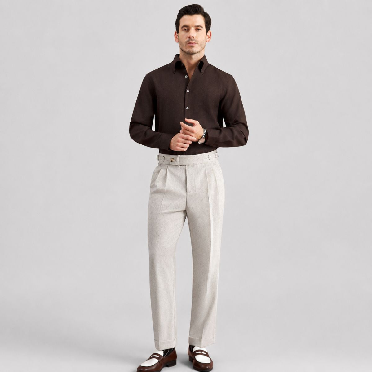 Calça Alfaiataria Masculino Bege Aspect Viego Loja Viego