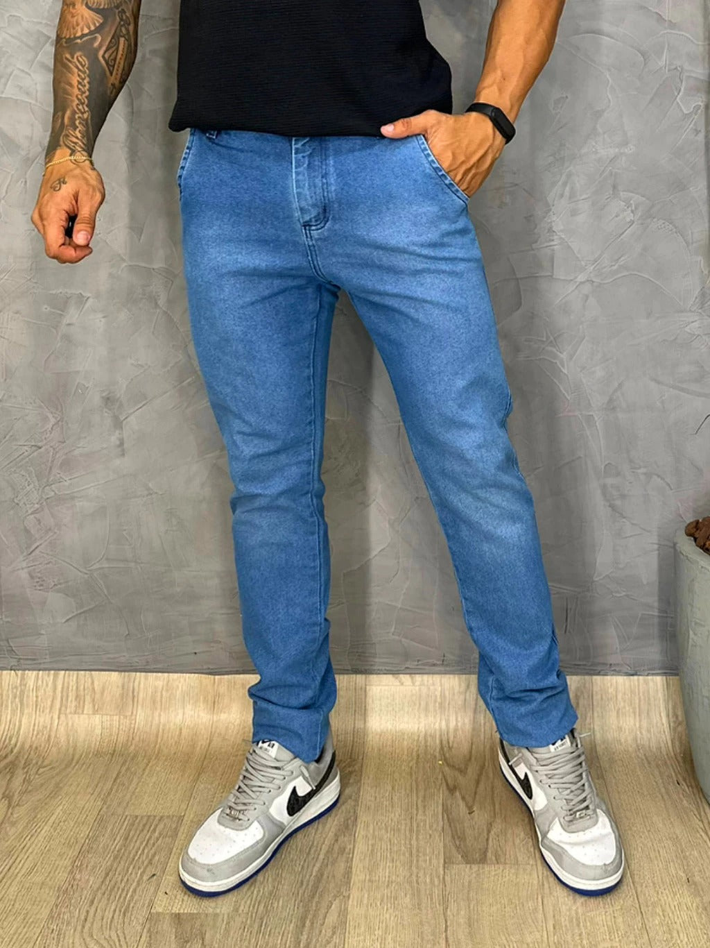 Calça Jeans Masculina Slim Estilo Alfaiataria com Bolso Inclinado 48 Loja Viego calça jeans calça jeans masculina Calça Jeans Masculina Slim Estilo Alfaiataria com Bolso Inclinado