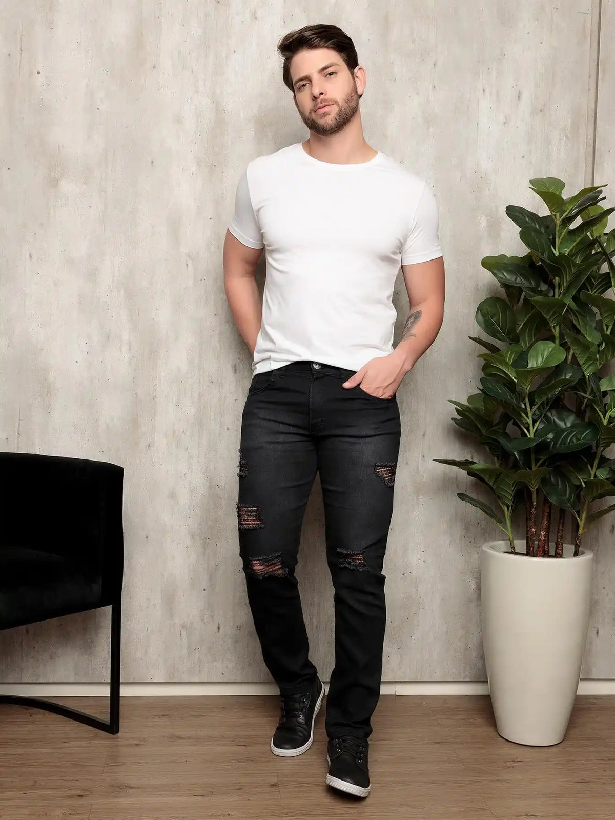 Calça Jeans Masculina Preto Rasgado | Zone Loja Viego calça jeans calça jeans masculina Calça Jeans Masculina Preto Rasgado | Zone calça jeans preta