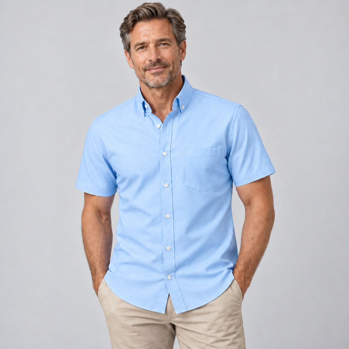 Camisa Social Masculina Azul Modelo Kali Loja Viego