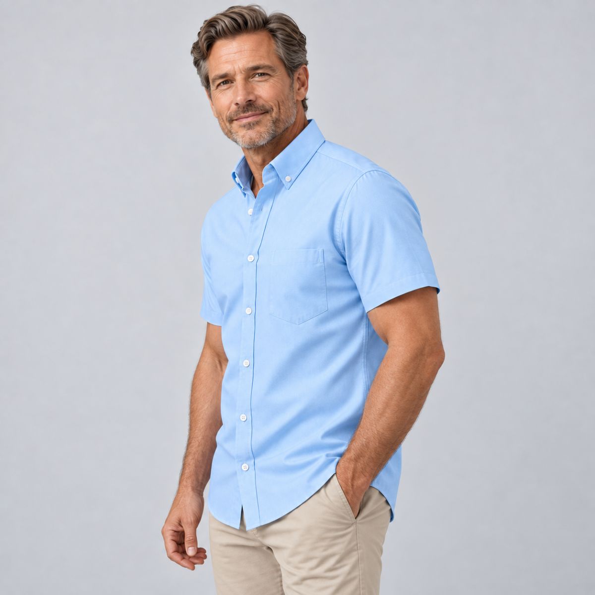Camisa Social Masculina Azul Modelo Kali Loja Viego
