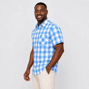 Camisa Xadrez Masculina Azul Ocean Loja Viego