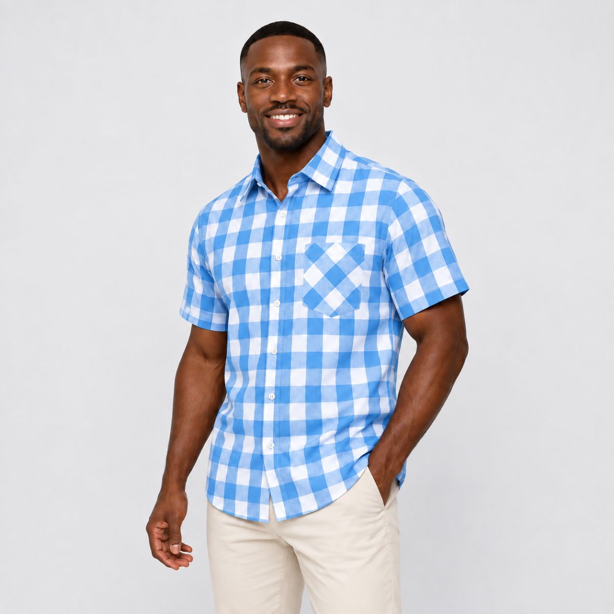 Camisa Xadrez Masculina Azul Ocean Loja Viego