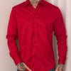 Camisa Social Masculina Vermelha Manga Longa Slim