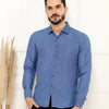 Camisa Social Masculina Manga Longa Azul Army