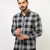 Camisa Xadrez Masculina Manga Longa Cinza