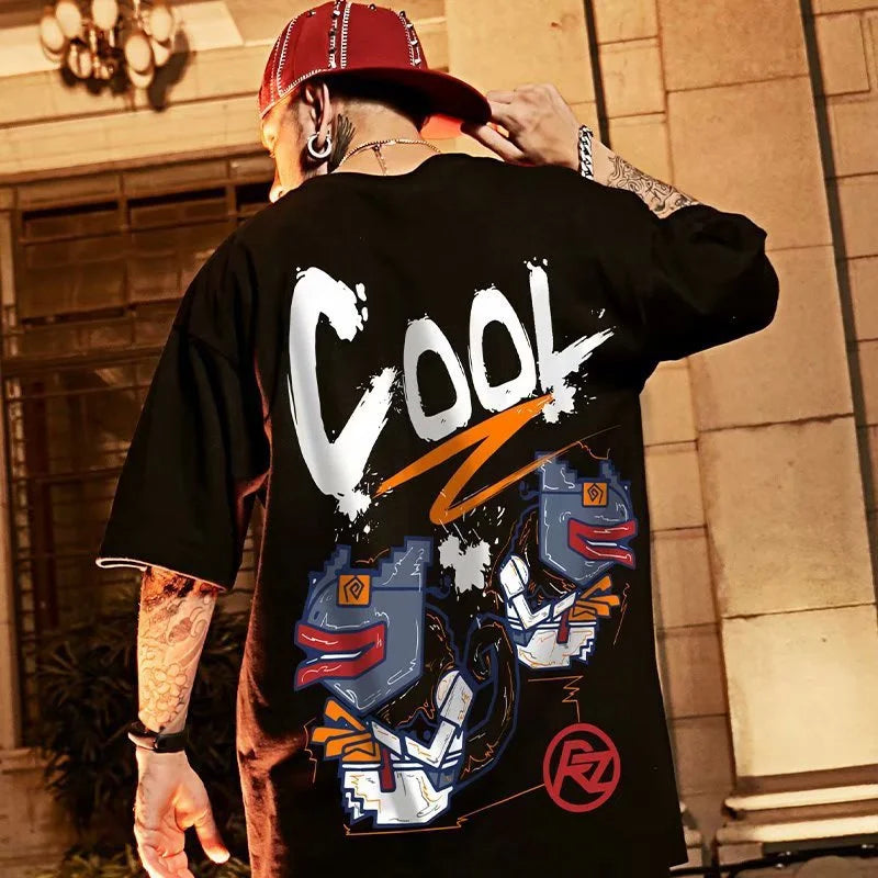 Camiseta Oversized Masculina - Cool Streetwear PRETO Loja Viego camisa oversized preta camiseta casual oversized camiseta oversized Camiseta Oversized Masculina - Cool Streetwear oversized