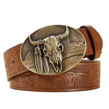 Cinto Country Masculino Cowboy Bull Skull Viego Marrom Loja Viego