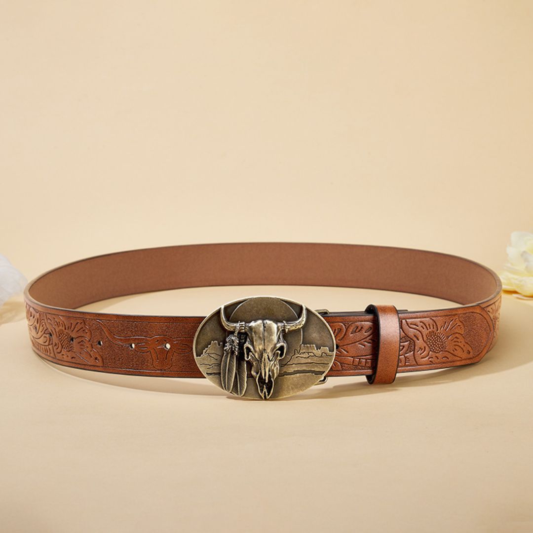 Cinto Country Masculino Cowboy Bull Skull Viego Loja Viego