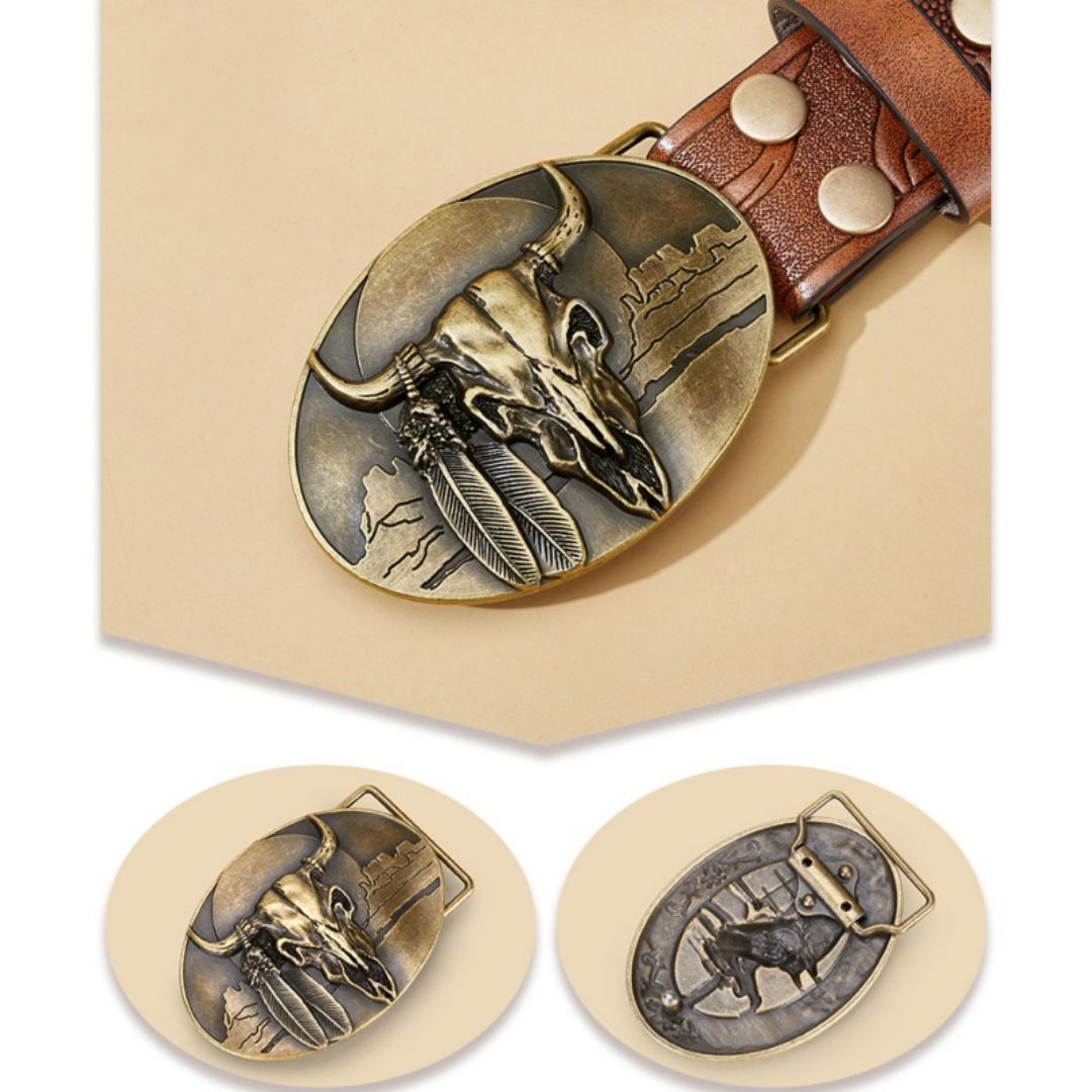 Cinto Country Masculino Cowboy Bull Skull Viego Loja Viego